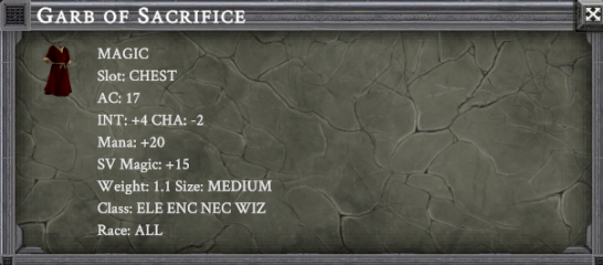 GARB OF SACRIFICE item card